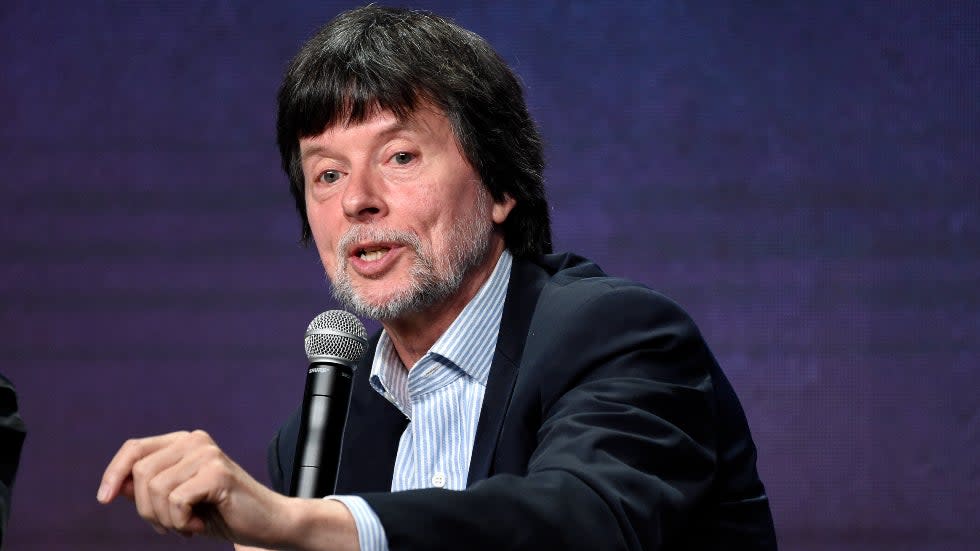 Ken Burns takes part in a panel discussion during the Television Critics Association Summer Press Tour in 2019