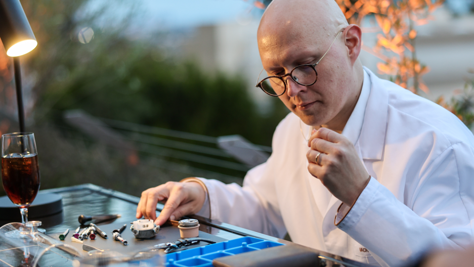 A watchmaker at Vacheron Constantin's Suite 1755