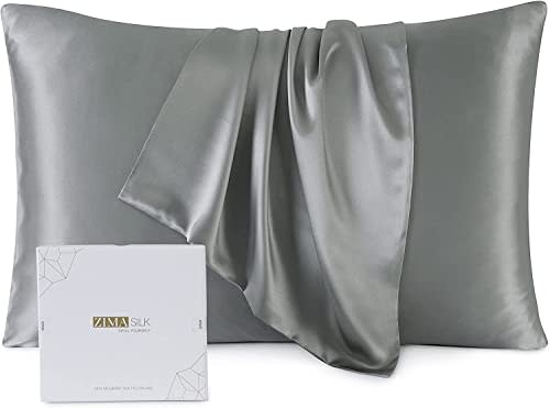 ZIMASILK 100% Mulberry Silk Pillowcase Upgraded Version, for Hair and Skin Health, Better Grade 6A Silk, with YKK Zipper, Gift Box 1Pc (Standard 20