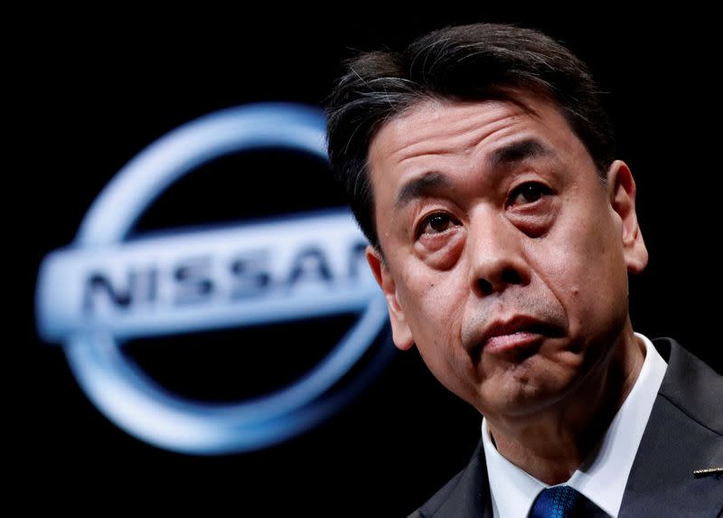 FILE PHOTO: Nissan Motor chief executive Makoto Uchida speaks during a news conference at Nissan Motor headquarters in Yokohama