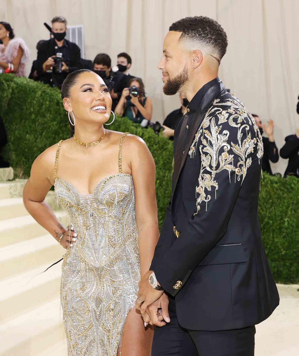 Ayesha Curry and Stephen Curry attend The 2021 Met Gala Celebrating In America: A Lexicon Of Fashion at Metropolitan Museum of Art on September 13, 2021 in New York City