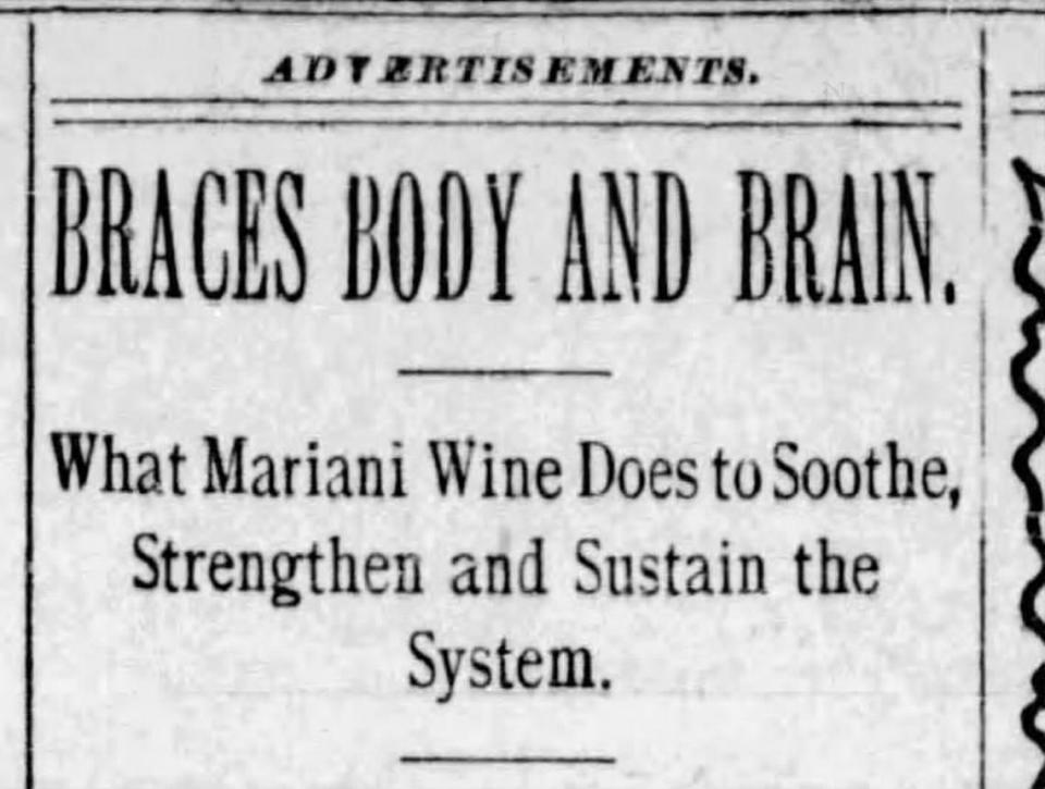 An advertisement in the July 5, 1898, edition of The Sacramento Bee highlights Mariani Wine.