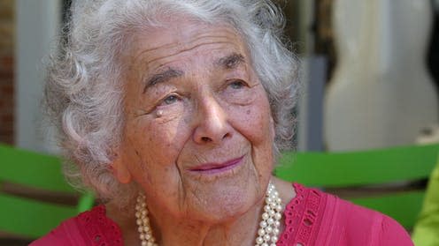 <span class="caption">Judith Kerr, author of the Tiger Who Came to Tea, at the International Literature Festival Berlin in 2016.</span> <span class="attribution"><a class="link " href="https://en.wikipedia.org/wiki/Judith_Kerr#/media/File:Judith_Kerr_on_September_15,_2016_at_the_International_Literature_Festival_Berlin.jpg" rel="nofollow noopener" target="_blank" data-ylk="slk:Christoph Rieger;elm:context_link;itc:0;sec:content-canvas">Christoph Rieger</a>, <a class="link " href="http://creativecommons.org/licenses/by-sa/4.0/" rel="nofollow noopener" target="_blank" data-ylk="slk:CC BY-SA;elm:context_link;itc:0;sec:content-canvas">CC BY-SA</a></span>