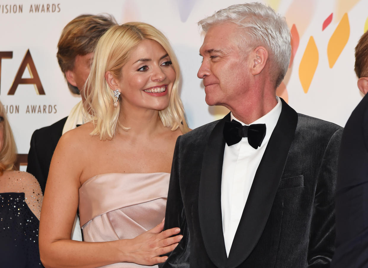 Holly Willoughby and Phillip Schofield, accepting the Live Magazine Show award for "This Morning", pose in the winners room at the National Television Awards 2020 at The O2 Arena on January 28, 2020 in London, England. (Photo by David M. Benett/Dave Benett/Getty Images)