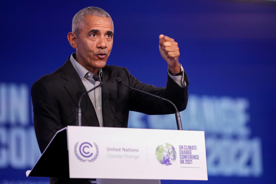 Close-up of Barack at a podium