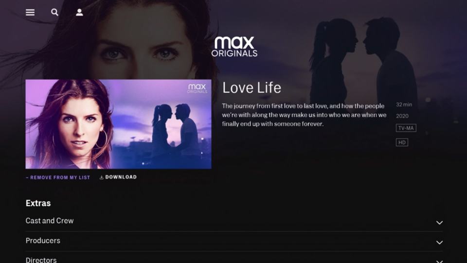 HBO Max show page