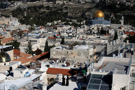 A general view shows the Dome of the Rock and Jerusalem's Old City from David Tower December 4, 2017. REUTERS/Ronen Zvulun