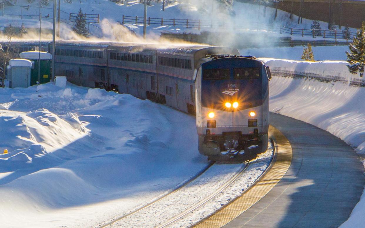 The Amtrak Winter Park train arriving at the station