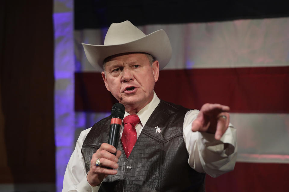 Roy Moore, Republican candidate for the U.S. Senate in Alabama, at a campaign rally on Sept. 25 in Fairhope, Ala. (Photo: Scott Olson/Getty Images)