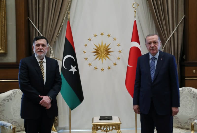 Turkish President Erdogan meets with Libya's internationally recognised PM al-Serraj in Ankara