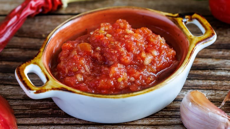 A bowl of tomato salsa