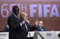 Sepp Blatter speaks after his re-election as FIFA president