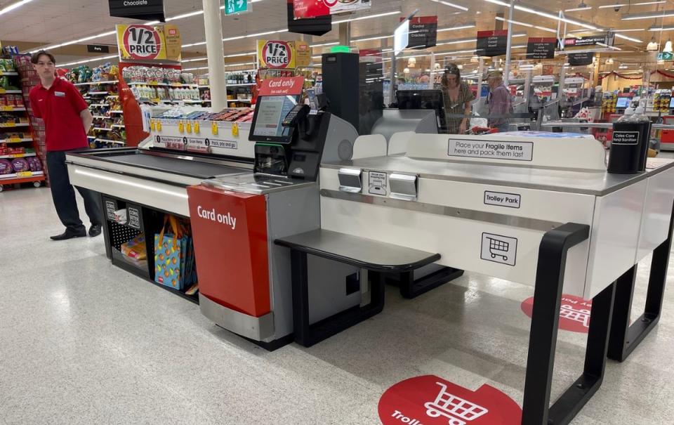 Hybrid checkout at a Coles store