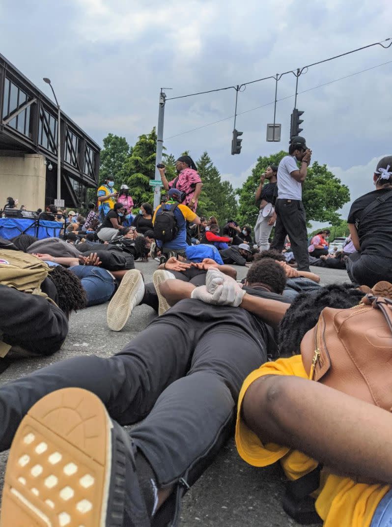 A photo taken by the author on the ground during an 8-minute silence for George Floyd at a protest that took place in Hempstead, New York on June 5, 2020. (Photo: Courtesy of Jacqueline Dyre)