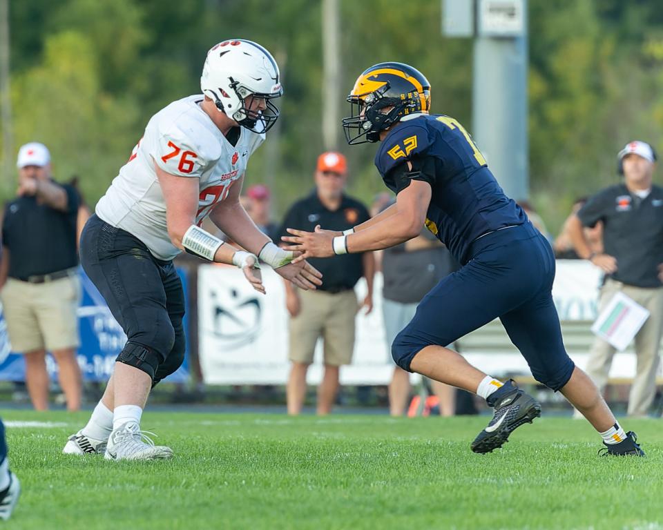 Brighton's Hayden Lorius (76) was a second-team All-Livingston County offensive lineman in 2022.