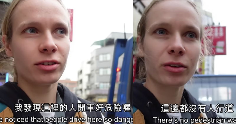 俄羅斯YouTuber到雲林自助行，直呼交通好危險。（翻攝自旅遊真台灣 Travel North Taiwan）