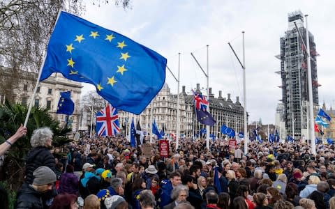 People's Vote campaigners in London - Credit: &nbsp;Niklas Halle'n/AFP