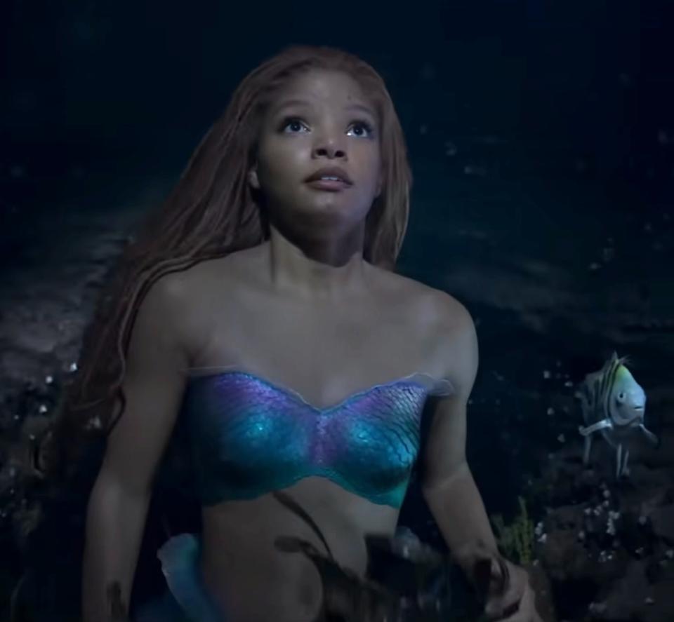 Closeup of Halle Bailey as Ariel