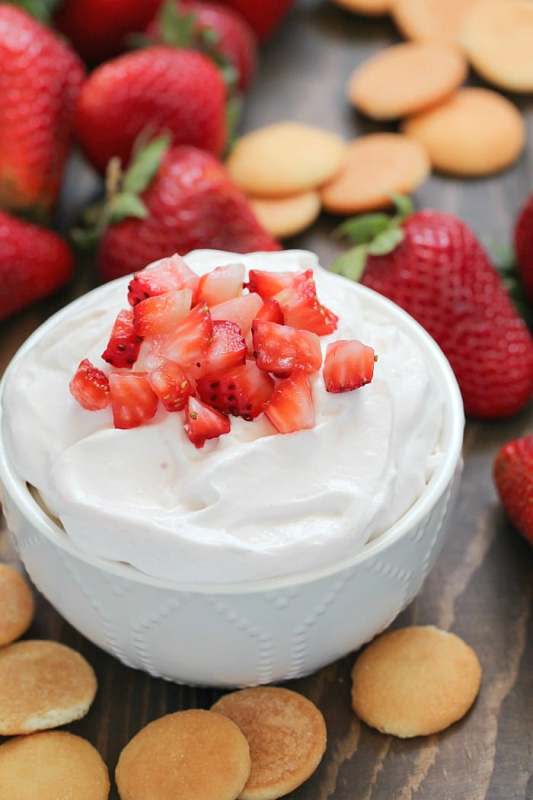 <p>Yummy Healthy Easy</p><p>So creamy with only four ingredients.</p><p><strong>Get the recipe: <a href="http://www.yummyhealthyeasy.com/strawberry-cheesecake-dip/" rel="nofollow noopener" target="_blank" data-ylk="slk:Strawberry Cheesecake Dip;elm:context_link;itc:0;sec:content-canvas" class="link ">Strawberry Cheesecake Dip</a></strong></p>