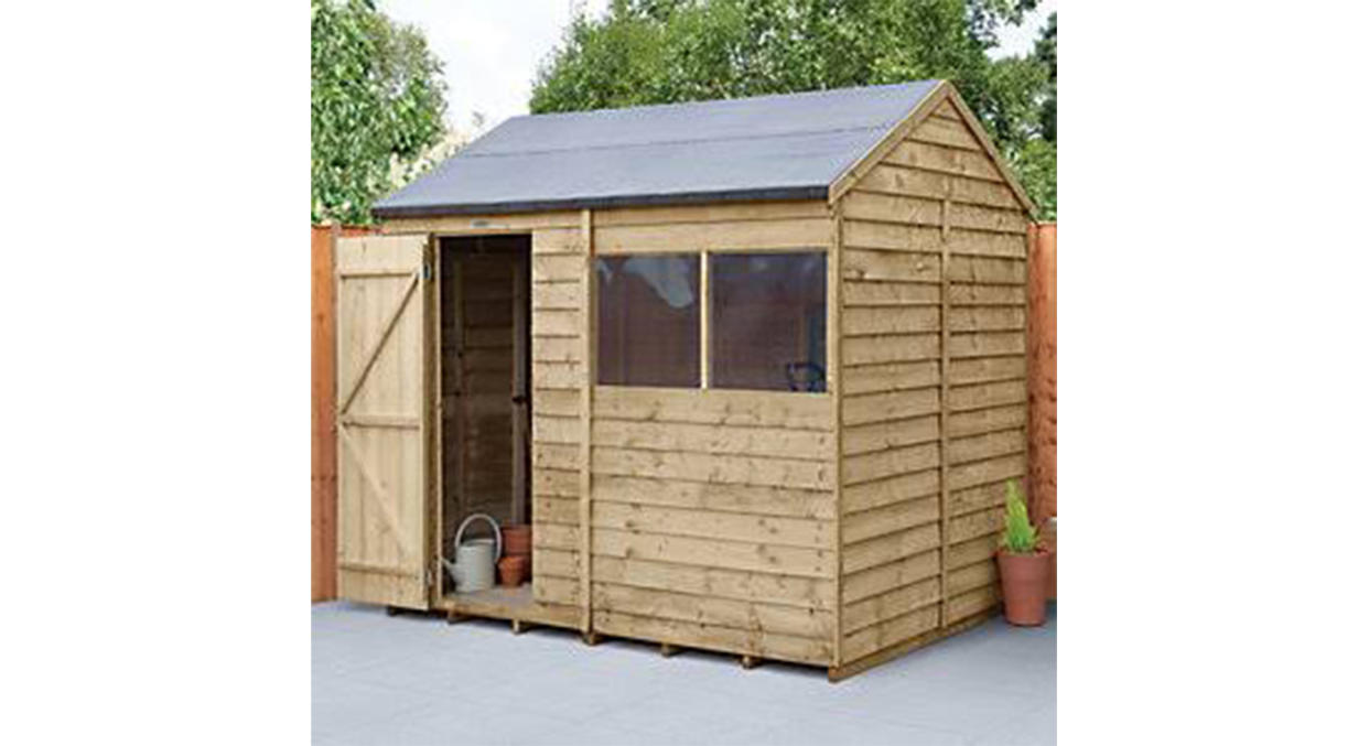 Forest Garden 8 X 6ft Overlap Reverse Apex Pressure Treated Shed (Wickes)