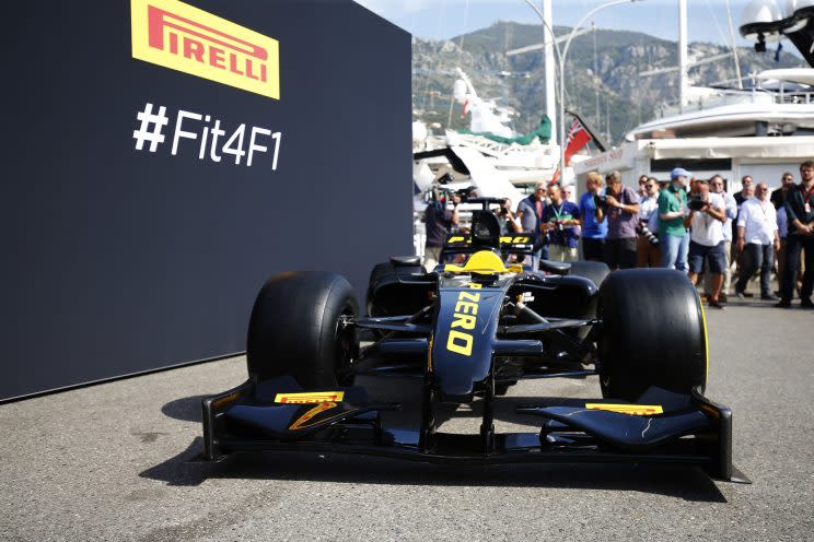 Gripping stuff: Pirelli unveiling their plans for 2017’s tyres in Monaco last year