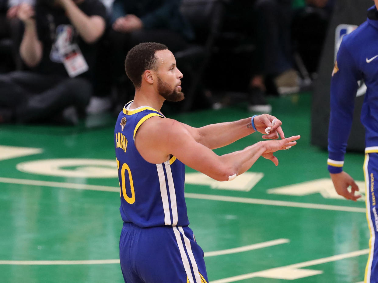 Stephen has his fourth NBA ring, and this may have been the sweetest for the Warriors. (Paul Rutherford/USA TODAY Sports)