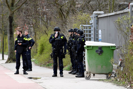 Police secure the site of a shooting in Utrecht, Netherlands, March 18, 2019. REUTERS/Piroschka van de Wouw