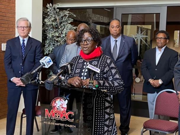 PHOTO: New York Assembly Majority Leader Crystal Peoples-Stokes speaks at a press conference on Oct. 6, 2022, urging New York Gov. Kathy Hochul to sign the Grieving Families Act.  (ABC News)