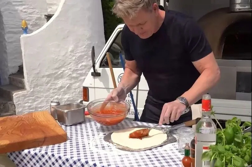 Ramsay making the unusual pizza.... -Credit:Gordon Ramsay/Facebook