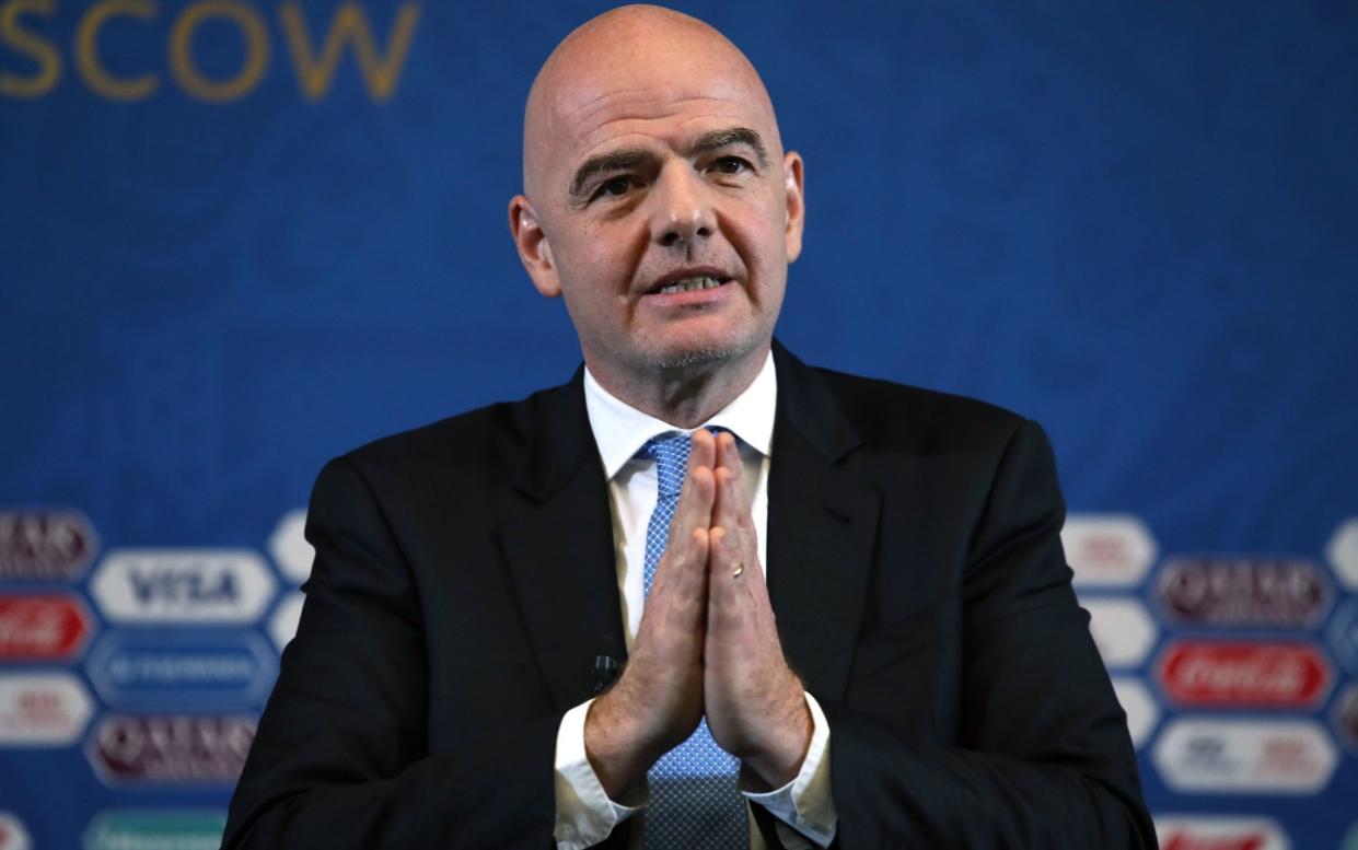 Gianni Infantino gives a press conference - PA