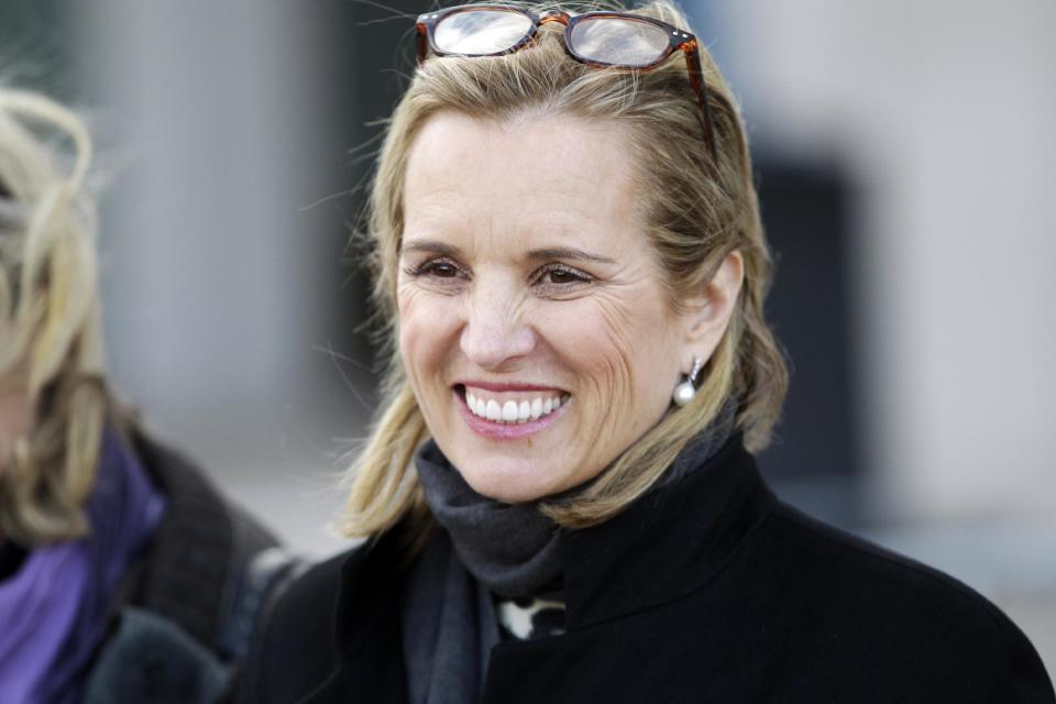 Kerry Kennedy leaves Westchester County courthouse Wednesday, Feb. 26, 2014, in White Plains, N.Y. Kennedy testified at her drugged-driving trial Wednesday that she has no memory of swerving and hitting a tractor-trailer on a suburban New York highway and did not realize she was impaired when she got behind the wheel. (AP Photo/Frank Franklin II)