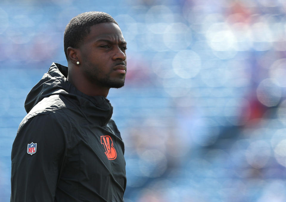 A.J. Green's ankle is still giving him trouble, so he won't make his Bengals debut on Sunday. (Photo by Timothy T. Ludwig/Getty Images)