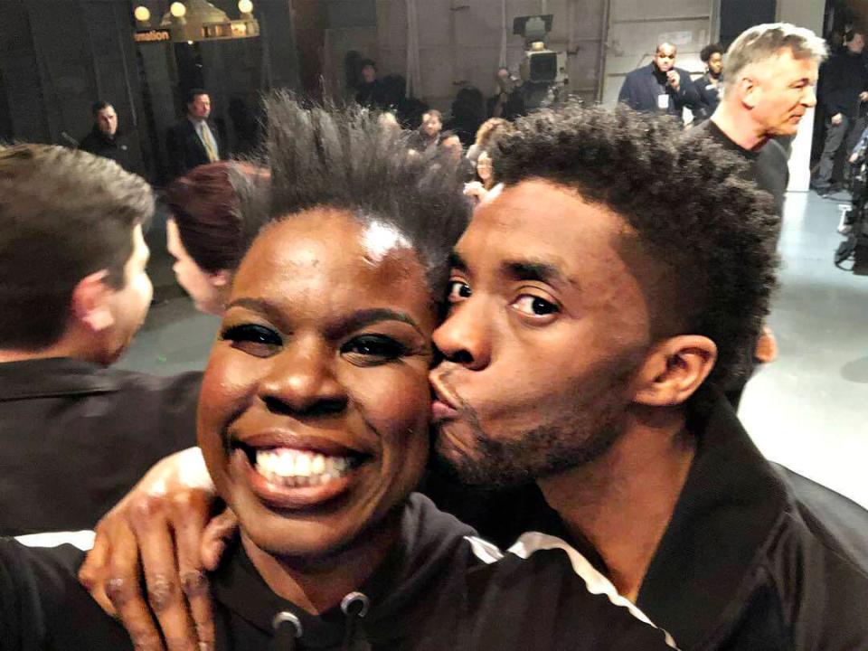 <p>Leslie Jones/ Instagram</p> Leslie Jones, Chadwick Boseman