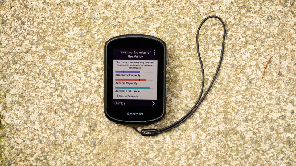 Garmin Edge 540 course demands screen