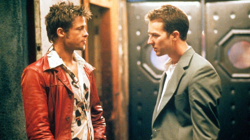 Brad Pitt and Edward Norton in 'Fight Club'. (Credit: 20th Century Fox)