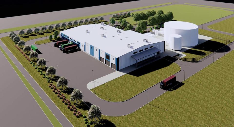 Divert, Inc. is building a 70,000-square-foot food waste recovery facility in Turlock, which will turn organic food waste into renewable natural gas. A rendering of the new facility planned on West Main Street.