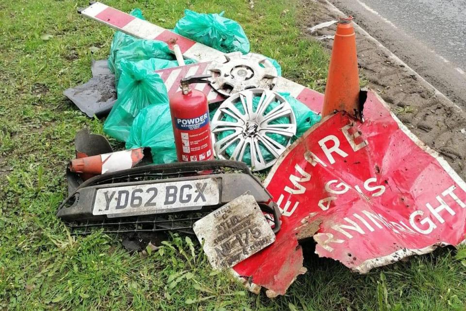 Litter, including the front end of a car, was found by Horwich First Community Litter Pickers <i>(Image: Horwich First Community Litter Pickers)</i>