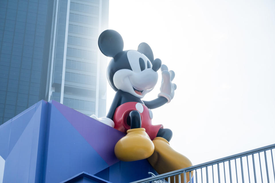 SHANGHAI, CHINA - APRIL 28, 2023 - Disney's classic ip Mickey Mouse is seen at an outdoor square in Shanghai, China, April 28, 2023. It is reported that this is a limited time event held by Sihe Bay and Disney official: 