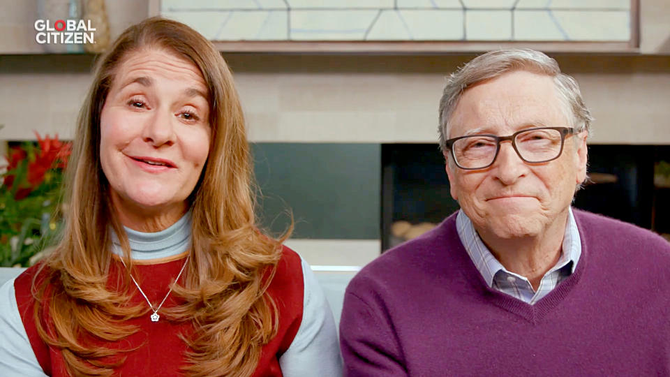 UNSPECIFIED LOCATION - APRIL 18: In this screengrab, (L-R) Melinda Gates and Bill Gates speak during "One World: Together At Home" presented by Global Citizen on April, 18, 2020. The global broadcast and digital special was held to support frontline healthcare workers and the COVID-19 Solidarity Response Fund for the World Health Organization, powered by the UN Foundation. (Photo by Getty Images/Getty Images for Global Citizen )