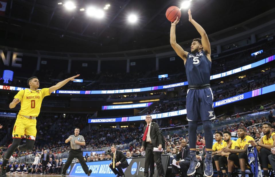 Trevon Bluiett has made eight of his 15 3-pointers in the first two games of the tournament. (AP)