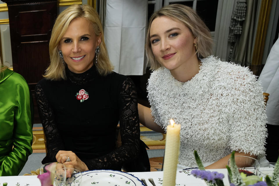 LONDON, ENGLAND - OCTOBER 30: Tory Burch and Saoirse Ronan attend the dinner in honor of Women Thought Leaders, Entrepreneurs and Creators on October 30, 2023 in London, England. (Photo by Darren Gerrish/Darren Gerrish/WireImage for Tory Burch)