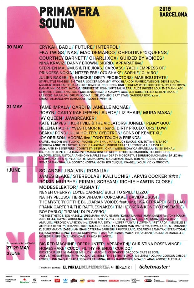 Erykah Badu, James Blake, FKA twigs, Rosalía, Robyn, Danny Brown, and others set to play the Barcelona festival