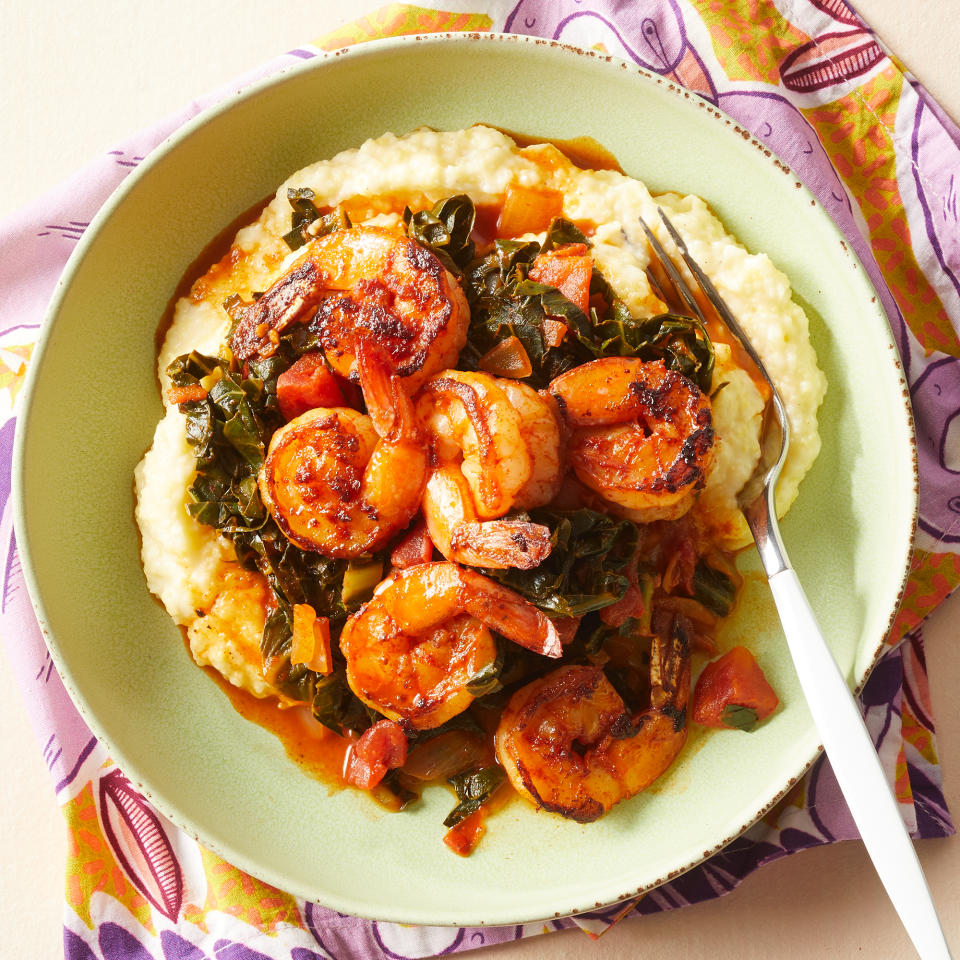 Smoky Collards & Shrimp with Cheesy Grits