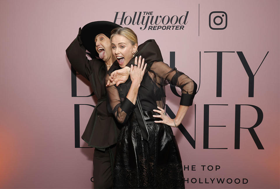 Adir Abergel and Charlize Theron attend The Hollywood Reporter Beauty Dinner Presented by Instagram, Sponsored by Upneeq, Honoring the Top Glam Squads in Hollywood at Holloway House on October 25, 2023 in West Hollywood, California.