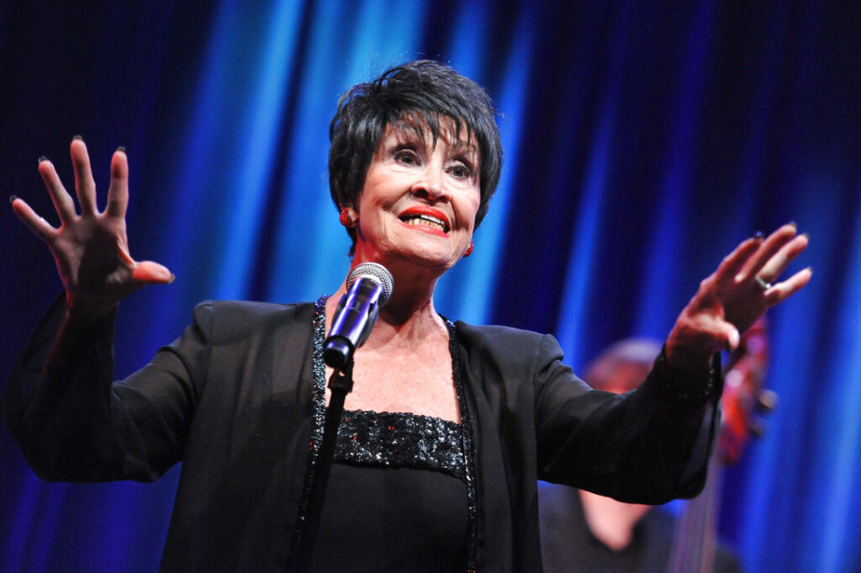 Chita Rivera performs during the Chita Rivera: A Lot of Livin to Do segment of the PBS 2015 Summer TCA Tour held at the Beverly Hilton Hotel on Sunday, Aug. 2, 2015 in Beverly Hills, Calif. (Photo by Richard Shotwell/Invision/AP)