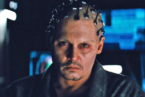 In the film "Transcendence," Johnny Depp's character uploads his mind to a computer, but it doesn't end well.