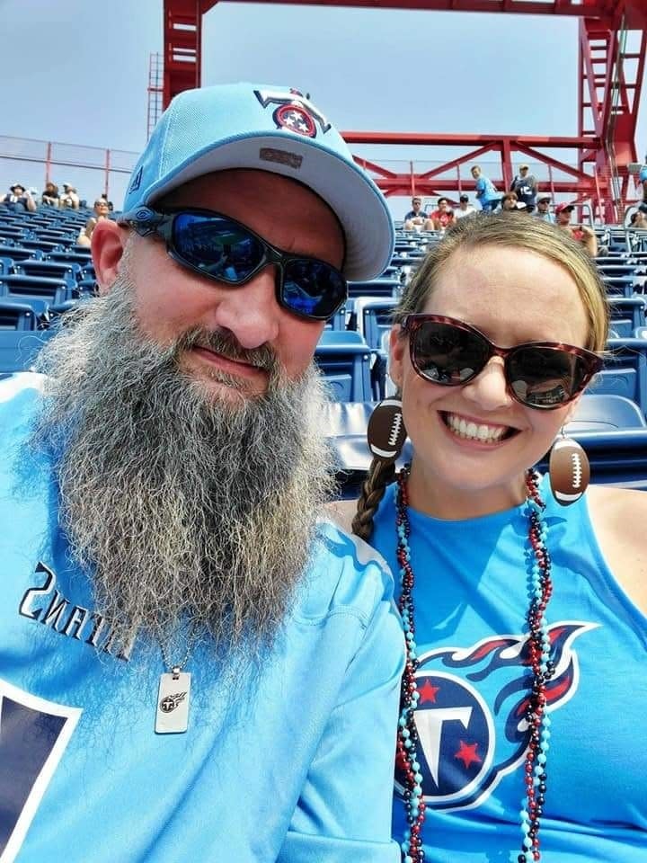 Tennessee season ticket holders Chad and Jess Davis of Charleston, Tenn., near Chattanooga