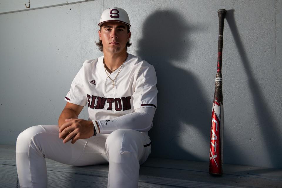 Sinton's Blake Mitchell, 18, at the high school on June 18, 2023, in Sinton, Texas. Mitchell is the 2023 All-South Texas Baseball MVP.