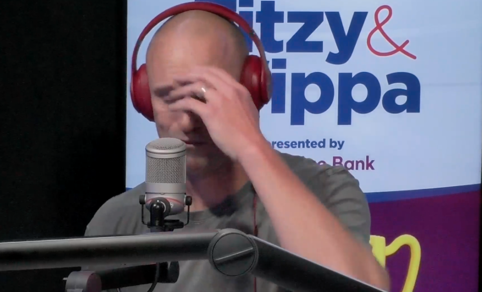 Fitzy crying on the Fitzy and Wippa show