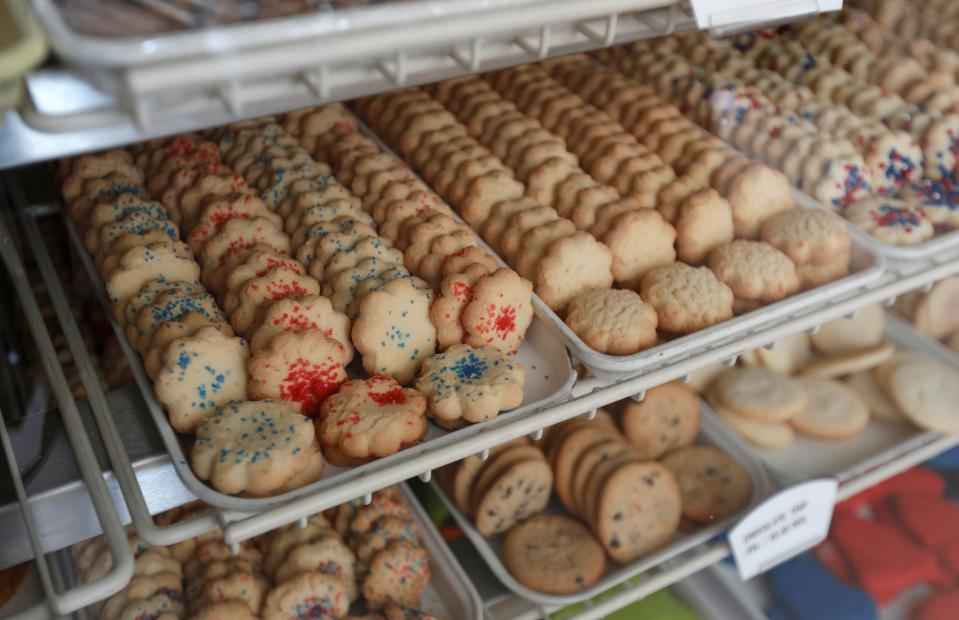 Cookies wait for customers at the Slaton Bakery in Slaton on June 24, 2021.